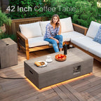 42" Propane Gas Fire Pit Table 50,000 Btu With Golden Light And Tank Storage Table