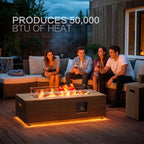 42" Propane Gas Fire Pit Table 50,000 Btu With Golden Light And Tank Storage Table