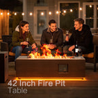 42" Propane Gas Fire Pit Table 50,000 Btu With Golden Light And Tank Storage Table